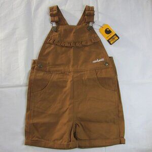 Carhartt Girl's Canvas Ruffle Shortalls Overalls Brown OX9748
